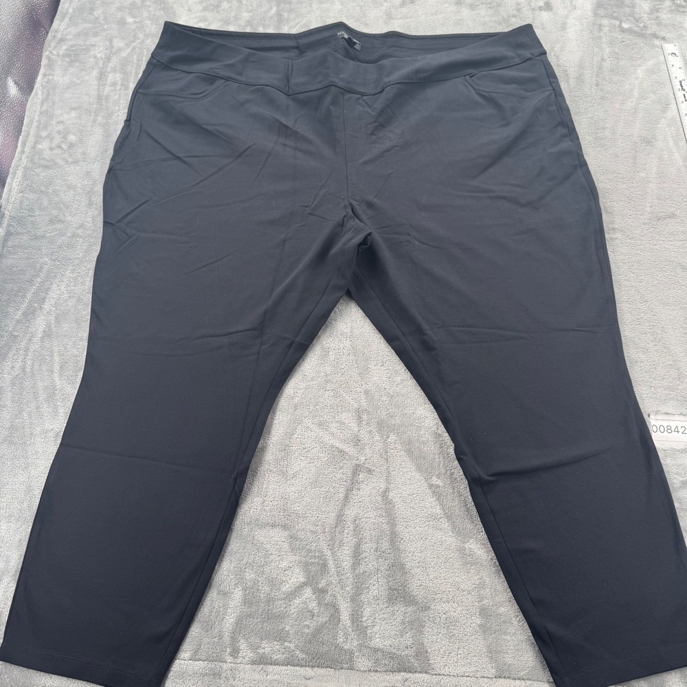 Susan Graver Weekend Black Pull On Cropped Pants Plus Size 4XP Petite